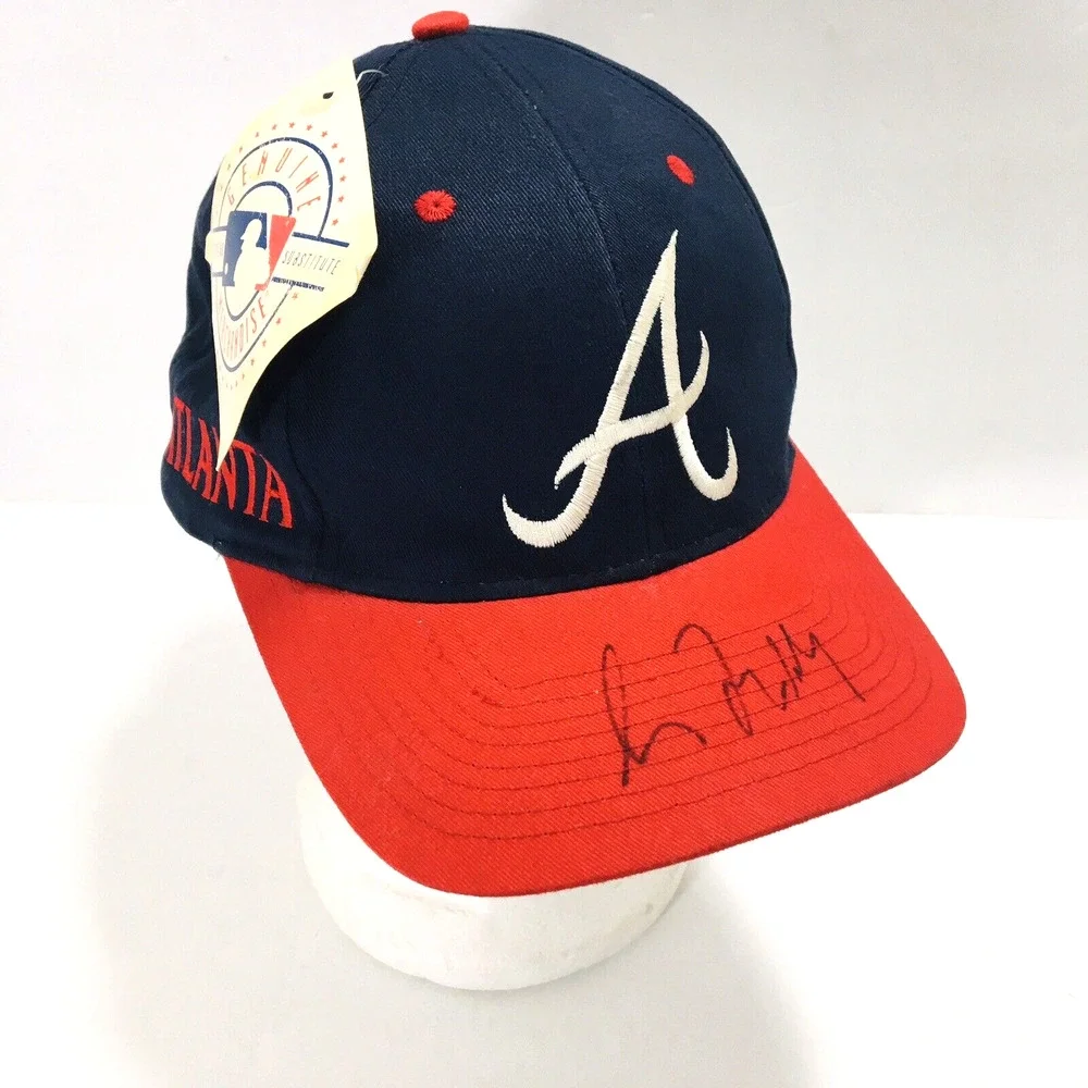 Vintage 90s Atlanta Braves Snapback Hat Cap Genuine Merchandise - Autographs NWT